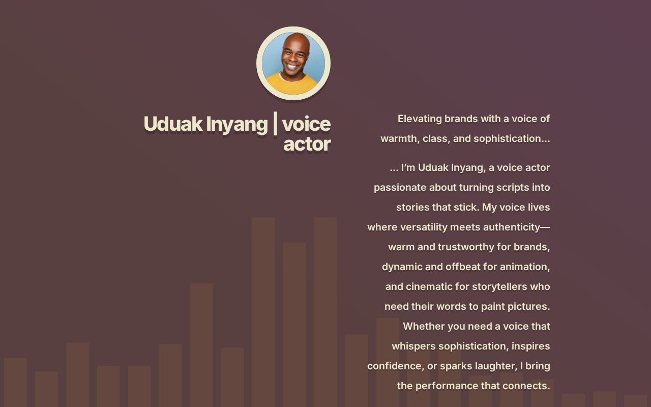 Real studio photo for Uduak Inyang | Voiceover Actor